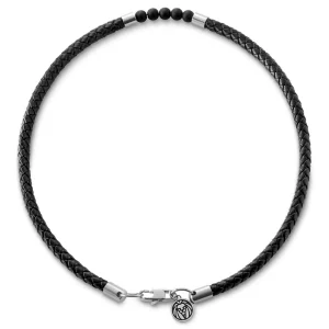 Lucleon Tenvis | Collier En Cuir Avec Onyx Et Pendentifs Argentés 5 Mm 9