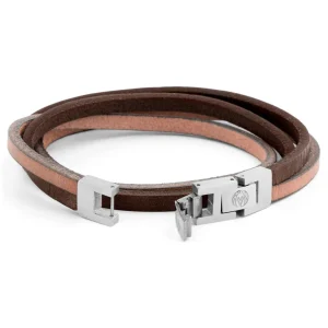 Lucleon Bracelet Roy à Double Tour En Cuir Clair Bicolore Avec Fermoir Argenté 12