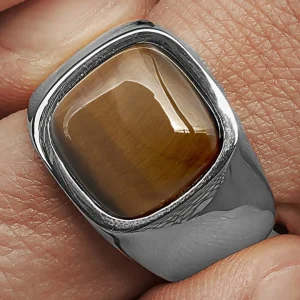 Lucleon Bague à Pierre Oeil De Tigre Len 16