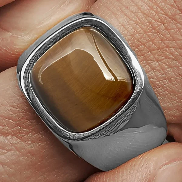 Lucleon Bague à Pierre Oeil De Tigre Len 6