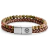 Lucleon Bracelet Icon En Cuir Vintage Et Unakite 19