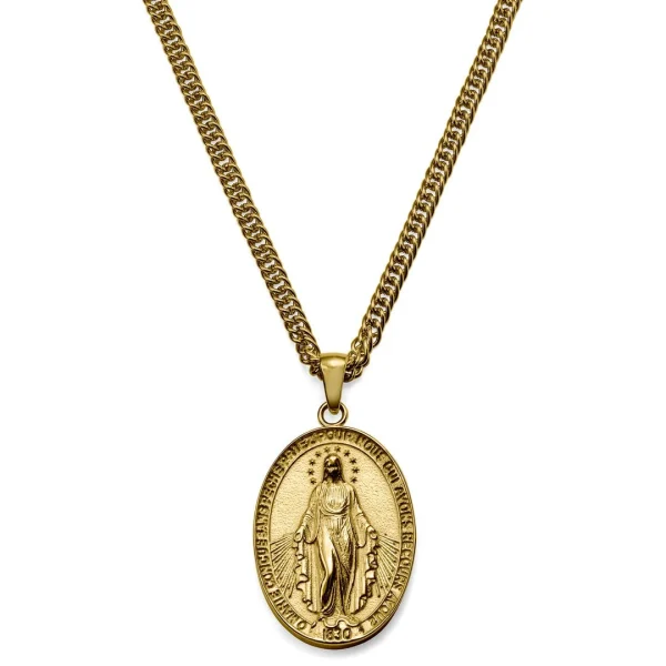 Lucleon Sanctus | Collier En Acier Doré Avec Médaille Miraculeuse 1