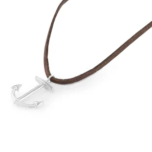 Lucleon Collier En Cuir Marron à Pendentif Argenté En Forme D’ancre Marine 10