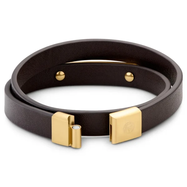 Lucleon Nomen | Bracelet En Cuir Noir Avec Plaque D’identité En Métal Doré 4