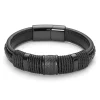 Lucleon Bracelet En Cuir Et En Acier Noir Icon 22