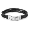 Lucleon Bracelet En Cordons De Cuir Noir Et Acier Argenté Icon 20