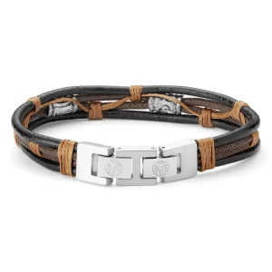 Lucleon Bracelet En Cordons De Cuir Brun Et Noir Icon 10