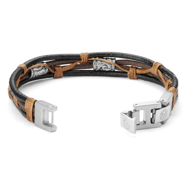 Lucleon Bracelet En Cordons De Cuir Brun Et Noir Icon 6