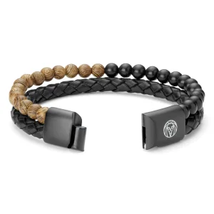 Lucleon Bracelet En Perles De Bois Et En Cuir Icon 13