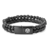 Lucleon Bracelet En Cuir Et En Pierres De Lave Noires 16