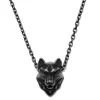 Moody Mason Collier Jax En Acier Gris à Pendentif Tête De Loup 19