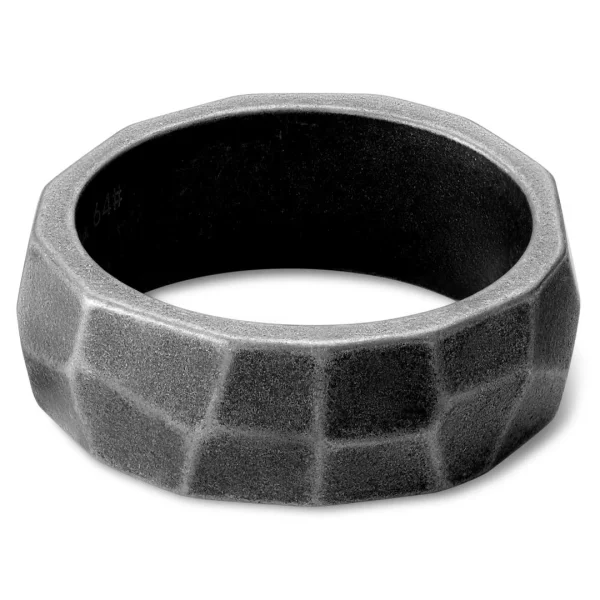 Moody Mason Large Bague En Acier Gris Foncé Jax 1