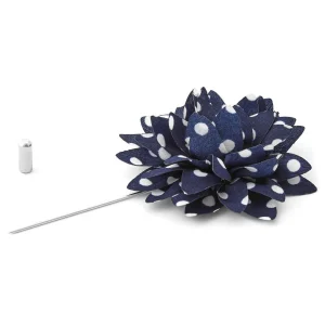 Warren Asher Boutonnière à Fleur Bleu Marine à Pois 10