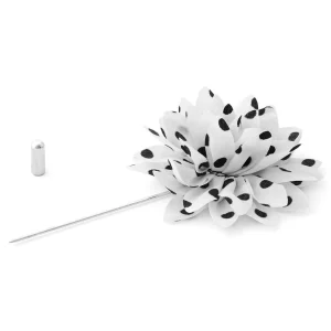 Warren Asher Boutonnière à Fleur Blanche à Pois 6