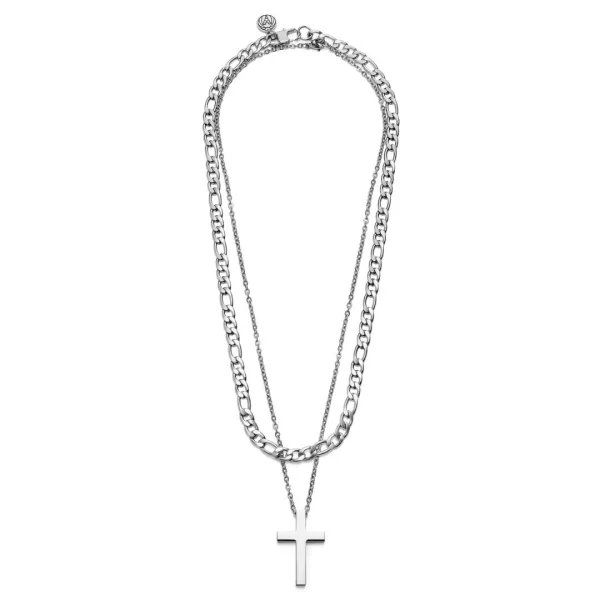 Trendhim Set De 2 Colliers Assortis : Collier à Pendentif Croix Et Chaîne Figaro 1