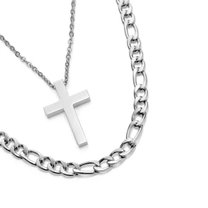 Trendhim Set De 2 Colliers Assortis : Collier à Pendentif Croix Et Chaîne Figaro 6