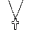 Lucleon Collier à Pendentif Croix Noire En Acier 22