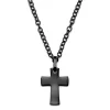 Lucleon Collier à Pendentif Croix Et Bords Incurvés En Acier Inoxydable Gris Gunmetal 17