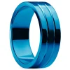 Lucleon Ferrum | Anneau Bleu à Double Rainure En Acier Inoxydable Brossé Et Poli – 8 Mm 13