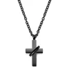 Lucleon Collier à Petit Pendentif Croix Noire Serti D’un Anneau 22