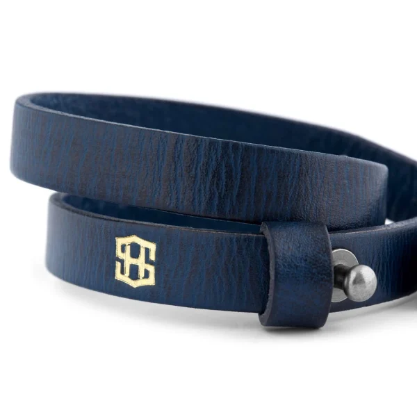 Salt & Hide Bracelet En Cuir Bleu Jackson 4