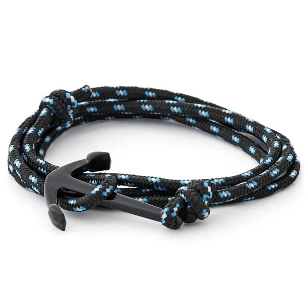 Tailor Toki Bracelet L’ancre Noire à Cordon Noir Et Bleu 1