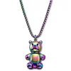 Otsu Egan | Collier à Maille Vénitienne Avec Pendentif Ours En Peluche En Acier Inoxydable Arc-en-ciel 20