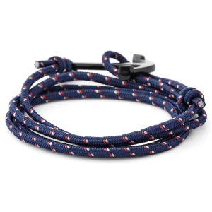 Tailor Toki Bracelet L’ancre Noir à Cordon Bleu Marine 12