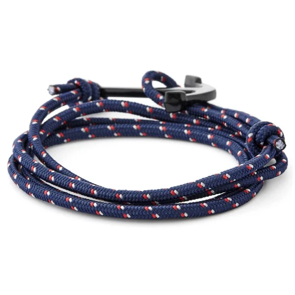 Tailor Toki Bracelet L’ancre Noir à Cordon Bleu Marine 4