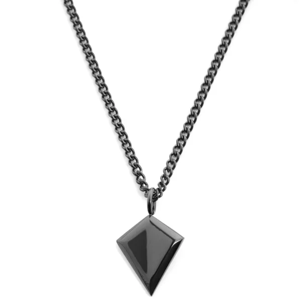 Lucleon Collier En Acier Noir à Pendentif En Forme De Diamant 1