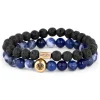 Lucleon Bracelet Miro En Agate Bleue Et Pierres De Lave 20