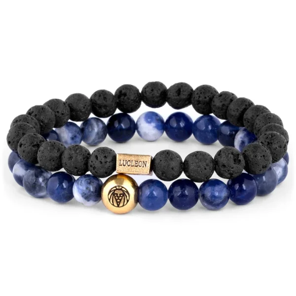 Lucleon Bracelet Miro En Agate Bleue Et Pierres De Lave 1