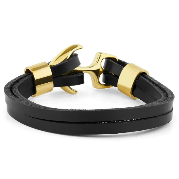 Fort Tempus Bracelet Noir Et Doré à Fermoir Ancre Marine 1