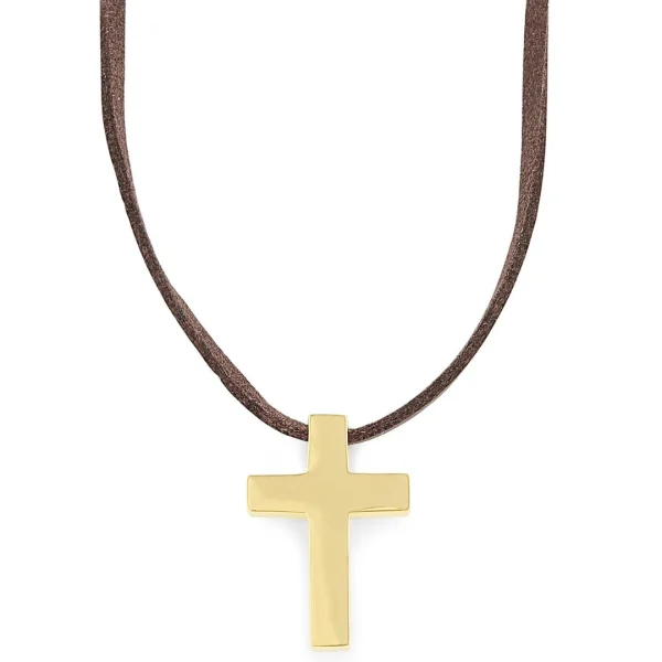 Lucleon Collier En Cuir à Pendentif Doré Le Fils 1