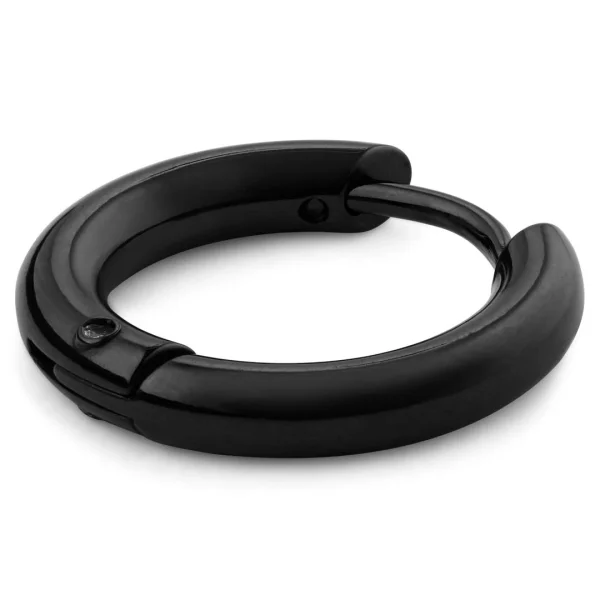 Lucleon Boucle D’oreille En Acier Noir « Le Cercle » 1