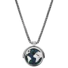 Arkai Atlas | Collier En Acier Inoxydable Argenté à Pendentif Rotatif Mappemonde En Azurite Et Malachite 20