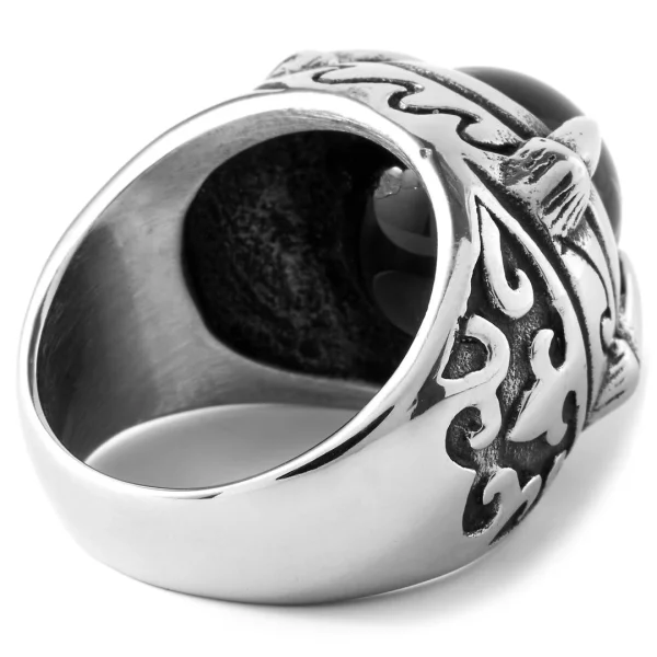 Fort Tempus Bague En Acier « La Sphère Noire » 3