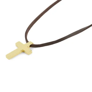 Lucleon Collier En Cuir à Pendentif Doré Le Fils 10