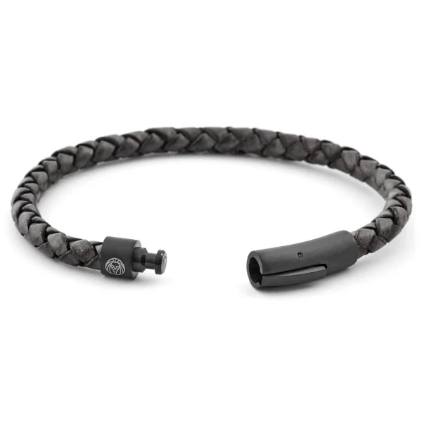 Lucleon Bracelet En Cuir Noir Et Gris 3