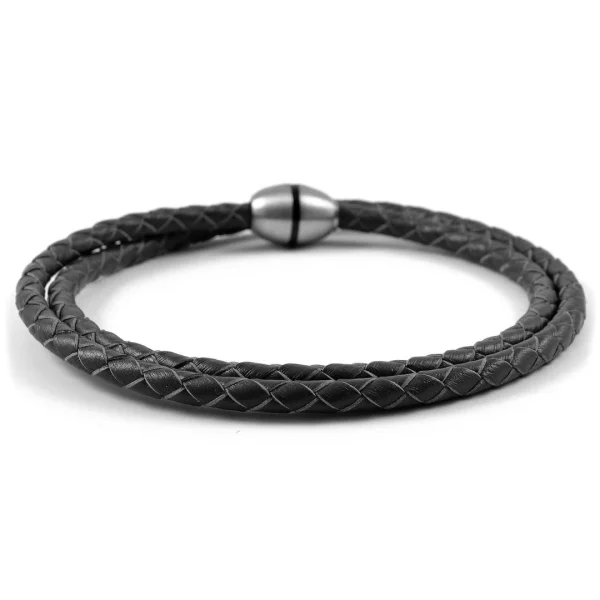 Lucleon Bracelet Bolo En Cuir Noir Tressé 1