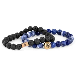 Lucleon Bracelet Miro En Agate Bleue Et Pierres De Lave 10