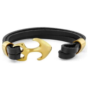 Fort Tempus Bracelet Noir Et Doré à Fermoir Ancre Marine 9