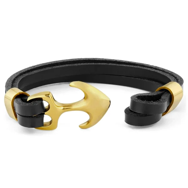 Fort Tempus Bracelet Noir Et Doré à Fermoir Ancre Marine 4