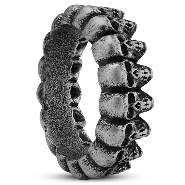 Lucleon Aspero | Bague Avec Crânes En Acier Inoxydable Gris 8 Mm 1