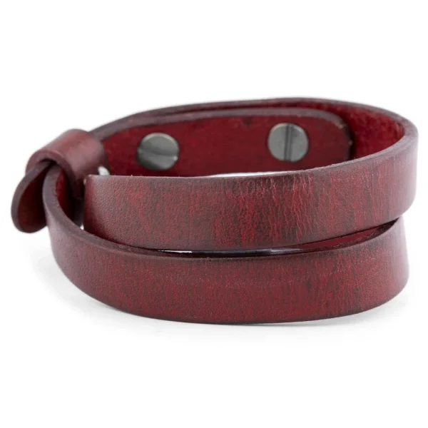 Salt & Hide Bracelet En Cuir Rouge Jackson 1