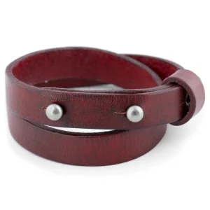 Salt & Hide Bracelet En Cuir Rouge Jackson 10