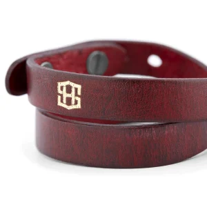 Salt & Hide Bracelet En Cuir Rouge Jackson 12