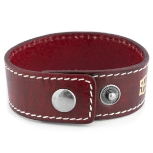 Salt & Hide Bracelet En Cuir Rouge Reeve 10