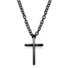 Lucleon Collier à Pendentif Croix Latine En Acier Noir Poli 19