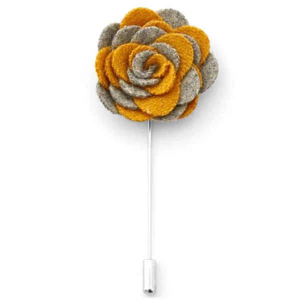 Warren Asher Boutonnière à Fleur Pivoine Orange Et Grise 1